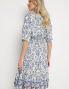 cflo Rochie bleumarin din Viscoză cu model Ornamental cu elastic lat în Talie Tanissla