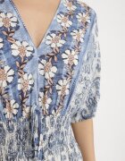 cflo Rochie bleumarin din Viscoză cu model Ornamental cu elastic lat în Talie Tanissla