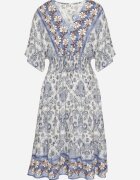 cflo Rochie bleumarin din Viscoză cu model Ornamental cu elastic lat în Talie Tanissla
