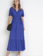 cflo Rochie Bleumarin Evazată Maxi cu Cordon Legat Japhelia