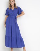 cflo Rochie Bleumarin Evazată Maxi cu Cordon Legat Japhelia