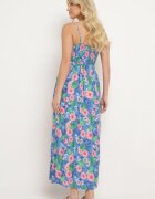 cflo Rochie Bleumarin Florală din Viscoză cu Bretele Reglabile și Elastic în Talie Levalia