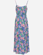 cflo Rochie Bleumarin Florală din Viscoză cu Bretele Reglabile și Elastic în Talie Levalia