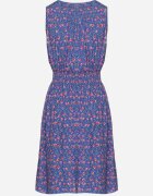 cflo Rochie Bleumarin Viscoză Florală cu Elastic în Talie și Decolteu Petrecut Halevia