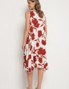 cflo Rochie Bordeaux din Viscoză cu Imprimeu Floral Fără Mâneci Orrulene