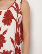 cflo Rochie Bordeaux din Viscoză cu Imprimeu Floral Fără Mâneci Orrulene