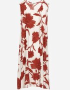 cflo Rochie Bordeaux din Viscoză cu Imprimeu Floral Fără Mâneci Orrulene