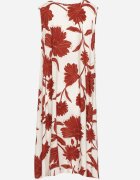 cflo Rochie Bordeaux din Viscoză cu Imprimeu Floral Fără Mâneci Orrulene