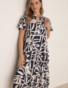 cflo Rochie boxy din viscoză cu model geometric Perante Bleumarin