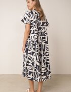 cflo Rochie boxy din viscoză cu model geometric Perante Bleumarin