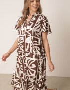 cflo Rochie boxy din viscoză cu model geometric Perante Maro