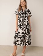 cflo Rochie boxy din viscoză cu model geometric Perante Neagră
