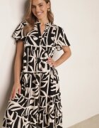 cflo Rochie boxy din viscoză cu model geometric Perante Neagră