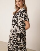 cflo Rochie boxy din viscoză cu model geometric Perante Neagră