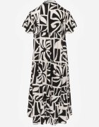 cflo Rochie boxy din viscoză cu model geometric Perante Neagră