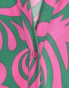 cflo Rochie cămașă Maxi Verde-Roz cu curea din material cu imprimeuri abstracte Terins