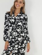 cflo Rochie cămașă neagră cu cordon Aieho