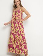 cflo Rochie Cloș verde deschis cu bretele din țesătură de viscoză florală Sepelvia