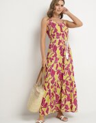 cflo Rochie Cloș verde deschis cu bretele din țesătură de viscoză florală Sepelvia