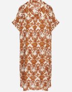 cflo Rochie cu croi drept stil cămașă maro din viscoză cu imprimeu ornamental Vanisse