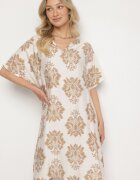 cflo Rochie cu croială dreaptă Ciemnobej din viscoză decorată cu model geometric Emilavie