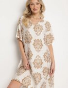 cflo Rochie cu croială dreaptă Ciemnobej din viscoză decorată cu model geometric Emilavie