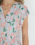 cflo Rochie de mentă cambrată din viscoză cu flori Adomisia