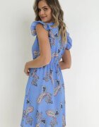 cflo Rochie Evazată Albastră din Viscoză cu Model Paisley Marinetta