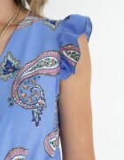 cflo Rochie Evazată Albastră din Viscoză cu Model Paisley Marinetta