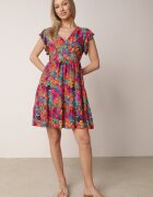 cflo Rochie evazată fuchsia din viscoză cu volan Nespena