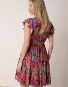 cflo Rochie evazată fuchsia din viscoză cu volan Nespena