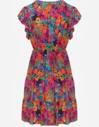 cflo Rochie evazată fuchsia din viscoză cu volan Nespena