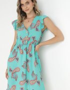 cflo Rochie Evazată Mentă din Viscoză cu model Paisley Marinetta