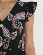 cflo Rochie Evazată Neagră din Viscoză cu Imprimeu Paisley Marinetta