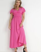 cflo Rochie Fucsia petrecută din viscoză cu elastic în talie Neroni