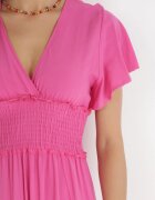 cflo Rochie Fucsia petrecută din viscoză cu elastic în talie Neroni