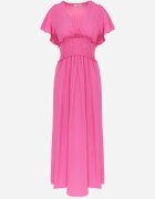 cflo Rochie Fucsia petrecută din viscoză cu elastic în talie Neroni