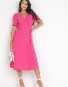 cflo Rochie Fucsia Tip plic Midi cu curea din material Rahellitte