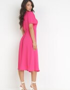 cflo Rochie Fucsia Tip plic Midi cu curea din material Rahellitte