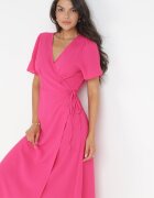 cflo Rochie Fucsia Tip plic Midi cu curea din material Rahellitte