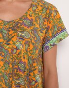 cflo Rochie Galbenă Vâscoză Evazată cu Imprimeu Paisley Mastis