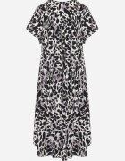 cflo Rochie Gri din Viscoză croi Evazat imprimeu Leopard Luneira