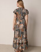 cflo Rochie Gri Maxi din Viscoză cu Elastic în Talie și Nasturi Nyllu