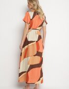 cflo Rochie Maro deschis evazată din viscoză cu model geometric cu cordon Ranislla