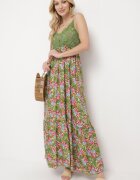 cflo Rochie Maxi de viscoză verde închis cu bretele evazată Nolwessa