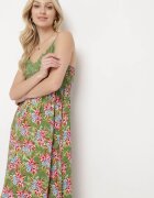 cflo Rochie Maxi de viscoză verde închis cu bretele evazată Nolwessa