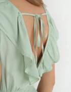 cflo Rochie Maxi Mentă cu bandă elastică încrețită în talie și legătură la spate Vaida