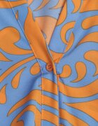 cflo Rochie Maxi tip cămașă Albastru-Portocaliu cu centură din material textil cu modele abstracte Terins