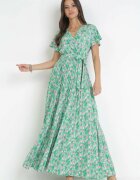 cflo Rochie Maxi Verde cu partea de jos plisată și elastic în talie Maal