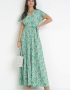 cflo Rochie Maxi Verde cu partea de jos plisată și elastic în talie Maal